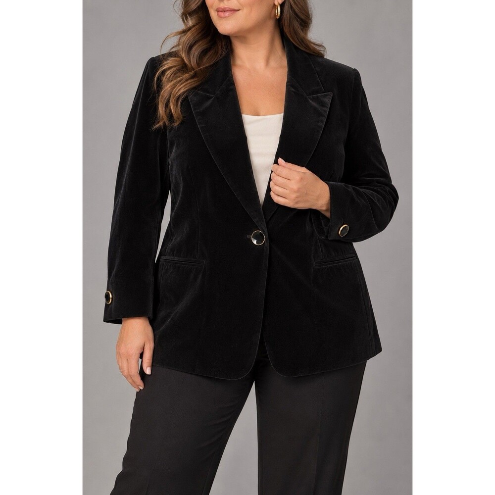 Beau Brem Women’s Size 16 Black Velvet Blazer Jacket Made USA Vintage
